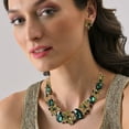 thumbnail image 2 of SOHI Green Gold-Plated Artificial Stones-Studded Jewellery Set, 2 of 7