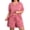 Pink, variant on Domzest Womens Plus Size Short Pajama Sets V Neck Button Up Top & Drawstring Elastic Waist Shorts with Pockets 2026 Summer Loose Fit Sleepwear Sets Wine L