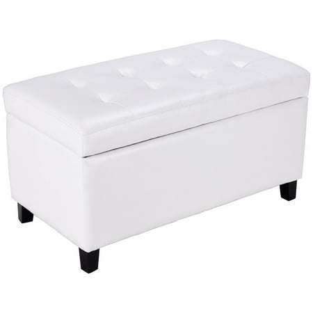 Costway 33 5 Storage Ottoman Bench Single Footstool Pu Costway 33 5 Storage Ottoman Bench Single Footstool Pu Leather Seat Box White