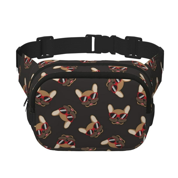 Disketp Bulldog with Sunglasses Riñonera de Doble Capa, Bolsa de Cintura Ajustable para Viajes, Correr y Senderismo, Riñonera Ligera para Hombre y Mujer
