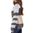 thumbnail image 3 of ManHanLi Women Stripe Colorblock Crew Neck Long Sleeve Knit Sweater, 3 of 5