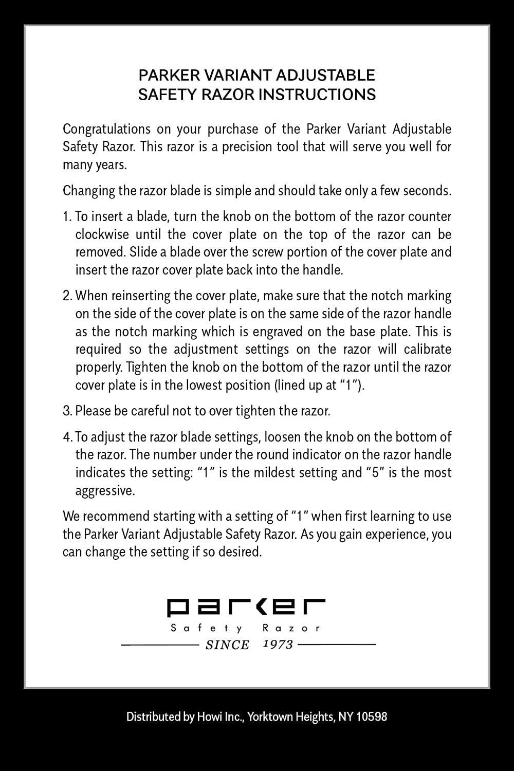 Parker Variant Adjustable Double Edge Safety Razor and 5 Parker Premium Blades - Adjust The Blade Exposure with A Turn of Dial for Milder or More Aggressive Shaves (Satin Chrome)