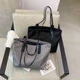 thumbnail image 2 of Commuter Tote bag for Women,Large Capacity Leather Nylon Shoulder Bag,Retro Textured Single Shoulder Bag with Zipper,Gray, 2 of 8