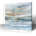 thumbnail image 2 of Bathroom Wall Art Abstract Canvas Art Print Framed Modern Blue Ocean Picture Small Coastal Sunset & Sunrise Artwork for Sea Lake Themed Home Bedroom Décor 14x14inch, 2 of 6