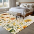 thumbnail image 4 of Sunflower Large Area Rugs 6x9 ft Spring Yellow Floral Linen Background Washable Rug Non Slip Indoor Carpet Absorbent Floor Mat for Living Room Bedroom Dining Room, 4 of 9