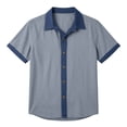 thumbnail image 7 of JPVDPA Summer Tops for Men Short Sleeve Patchwork Button Down Shirts Cotton Linen Collared Blouses Gray L, 7 of 7