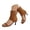 Brown, variant on Modisza Women's Kitten Heel Sandal Boots with Belt Buckles Open Square Toe Low Heel Dressy Heels Summer Suede Party Prom Shoes Black 6