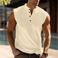 thumbnail image 1 of Mens Button Mock Neck Tank Tops Sleeveless Undershirts Shirts Casual Solid Color Lightweight Pullover Slim Breathable Basic Athletic Workout Vests, 1 of 6