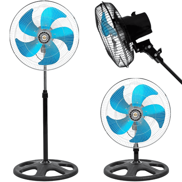 Ventilador 3 en 1 Oscilación 360° | Piso Pedestal y Pared | 5 Aspas de Aluminio | 3 Velocidades | Altura Ajustable | Potente y Silencioso | 55W de Alto Rendimiento