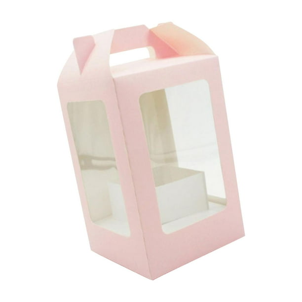 Cajas de embalaje floral con asa, ventana transparente para bodas, regalos de graduación Rosa