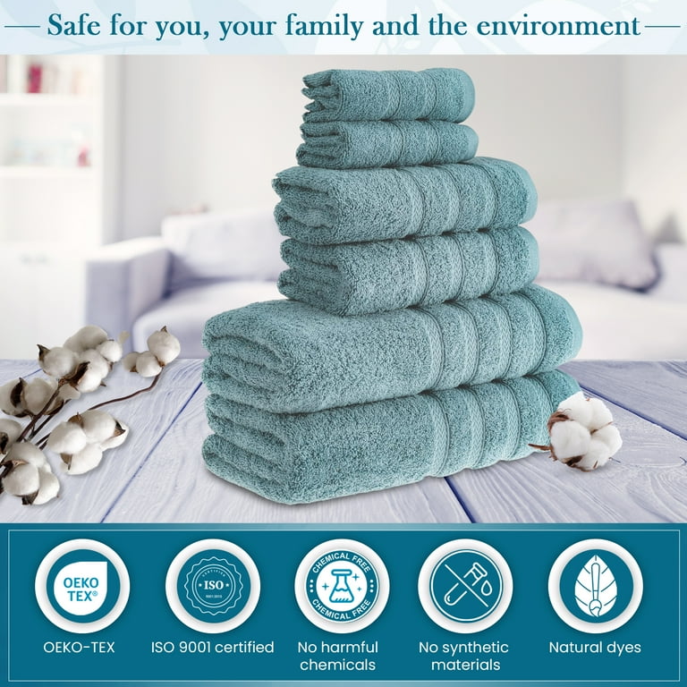 HALLEY Turkish Towels Set (6 Pieces) 650 GSM Highly Absorbent