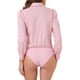 thumbnail image 3 of Camiseta de leotardo INSPIRE CHIC para mujer, con cuello, casual de negocios, con botones, de manga larga, body top XL rosa, 3 of 6