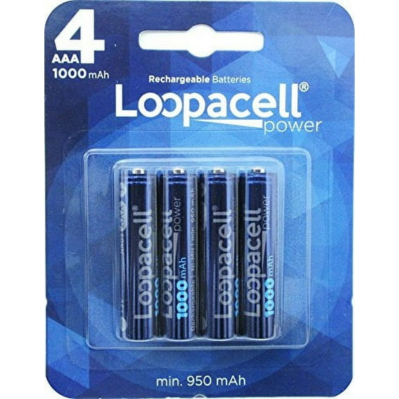 Loopacell AAA Ni-MH 1000mAh Rechargeable Batteries 4 Pack