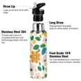 thumbnail image 3 of Yayeee 20oz Insulated Water Bottle Double Wall Stainless Steel with Flip Straw Lid, Retro Orange Floral, 3 of 7
