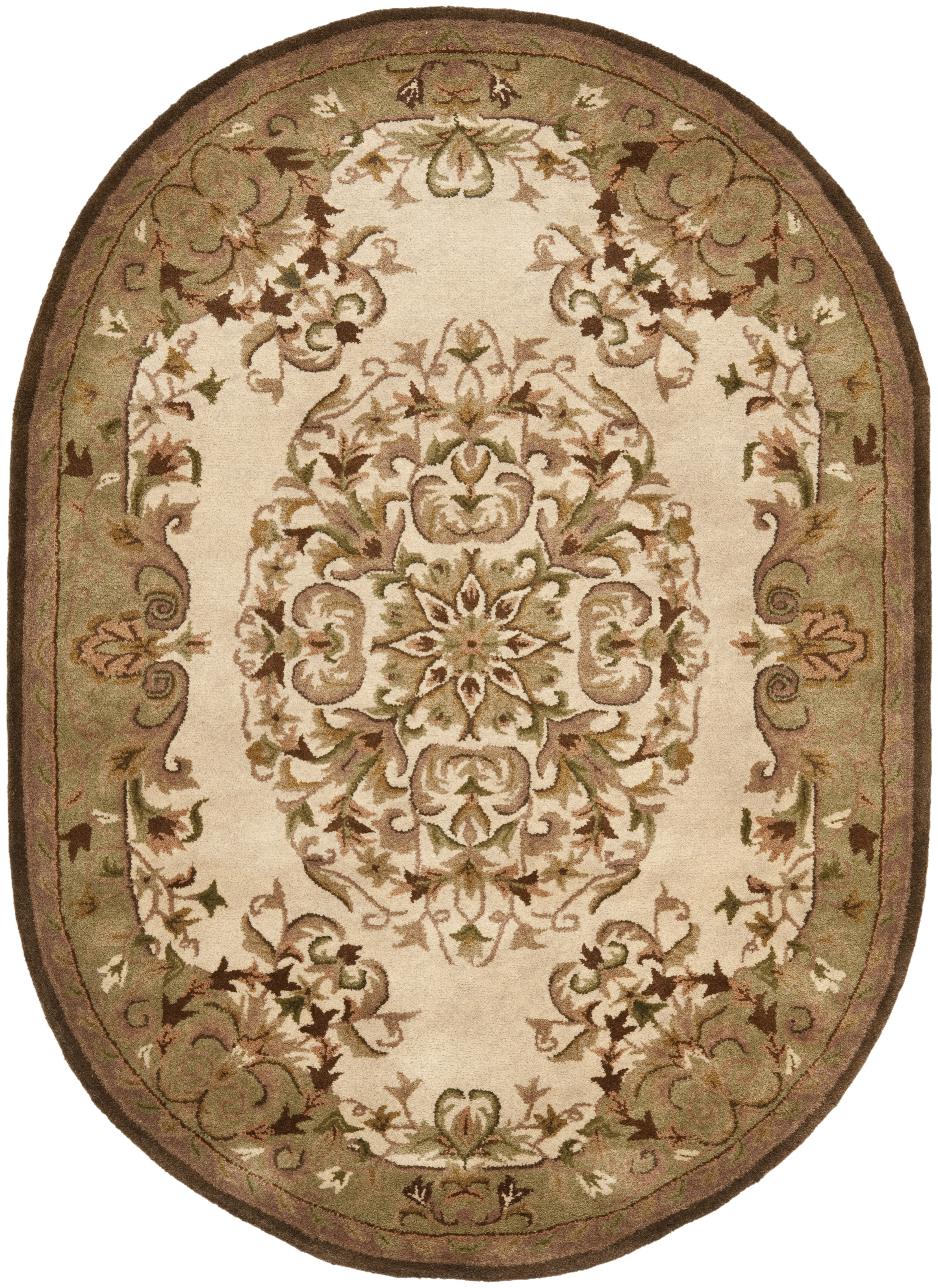 Safavieh Heritage Cleves Oriental Wool Area Rug, Beige/Green, 4'6" x 6'6" Oval