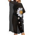 thumbnail image 4 of HELLHERO Loose Swim Coverup for Beach High Quality Fabrics Half Sleeve Swim Cover Up Daisy Pattern Design, 4 of 6