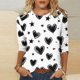 thumbnail image 1 of Xuyuer Valentines Day Lightweight Heart Pattern Tunic Spring Summer Shirts T-Shirts Graphic Tee Tops Womens Casual 3/4 Sleeve Shirts Dressy Round Neck Tops Fashion, 1 of 5