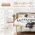thumbnail image 6 of Cal King 4 Piece Bedding Set Panda Sitting on The Toilet Soft Breathable Duvet Cover and Pillowcase,Farm Flower Retro Wood Grain Duvet Cover Set Washable Bed Sheets for Bedroom Dormitory Guest Room, 6 of 9
