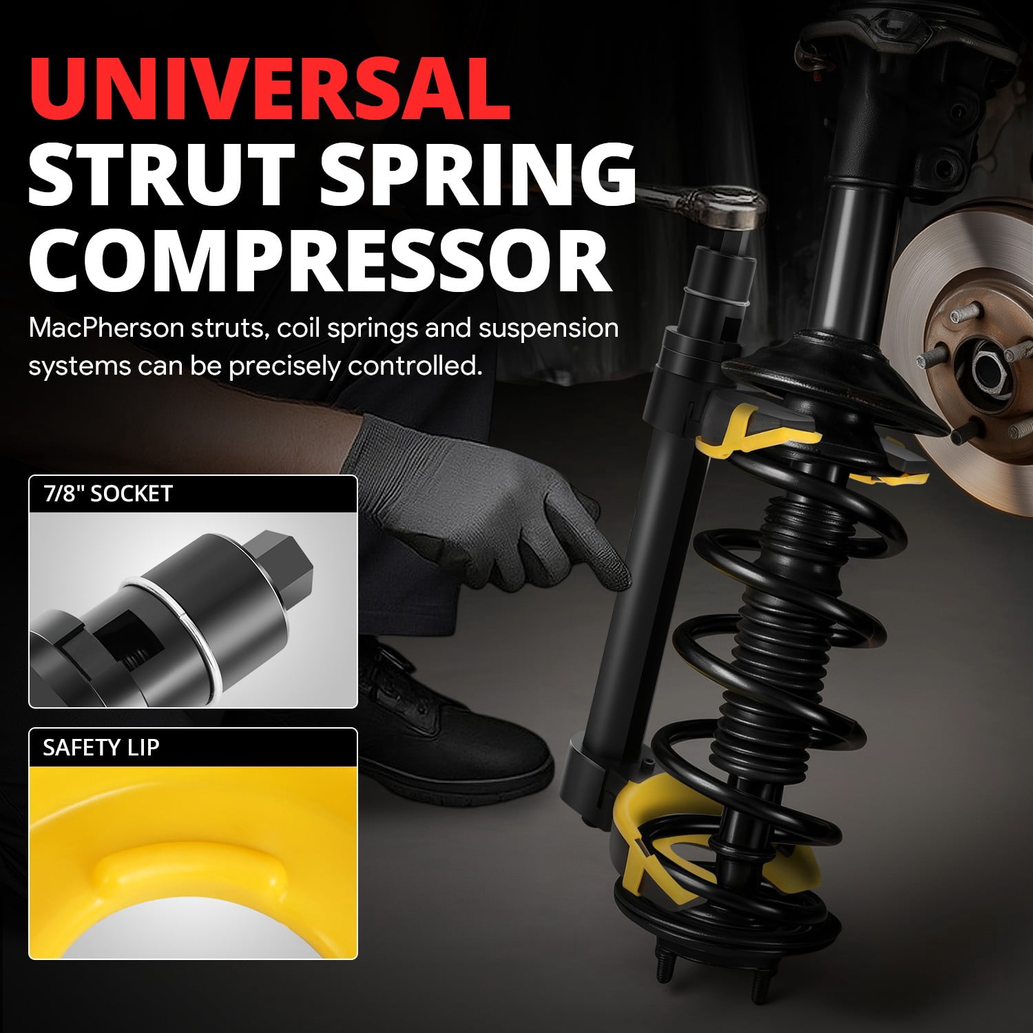 DNA Motoring Interchangeable Macpherson Fork Strut Coil Spring Compressor Extractor Tool Set
