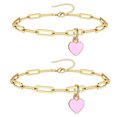 thumbnail image 1 of Pulseras y Tobilleras de Corazón de Acero Inoxidable para Hombre Mujer, Pulsera (15+5cm), Tobillera (21+5cm) Ajustable, 1 of 6