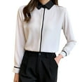 thumbnail image 2 of HongQid Womens Button Down Shirt Long Sleeve Classic Collared Tops Work Office Casual Chiffon Blouse, 2 of 4