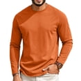 thumbnail image 2 of GrmtClth Shirts for Men Raglan Crew Neck Shirts Solid Plain Long Sleeve Fashion Sport Daily Baseball Top Saffron 2XL, 2 of 6