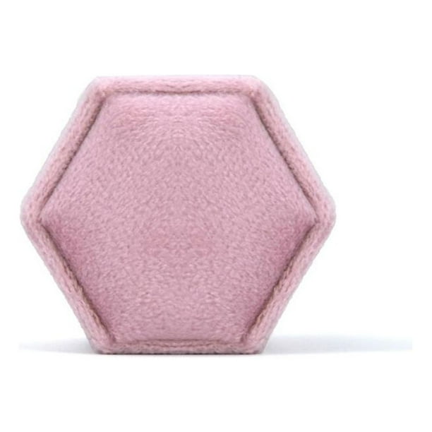 Bearachild Par de anillos joyero hexágono almacenamiento organizador soporte boda para viaje multifunción joyería estuche suministros Almacenamiento y organización del hogar Rosado