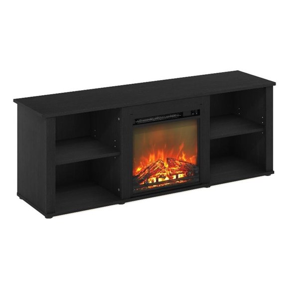 Pemberly Row Contemporary 60-inch TV Stand with Fireplace in Americano