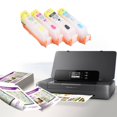 thumbnail image 1 of 4PCS Black/Blue/Red/Yellow Large Capacity No Plugging No Ink Leakage PP   Refillable Cartridges For Officejet Pro Models, 1 of 8