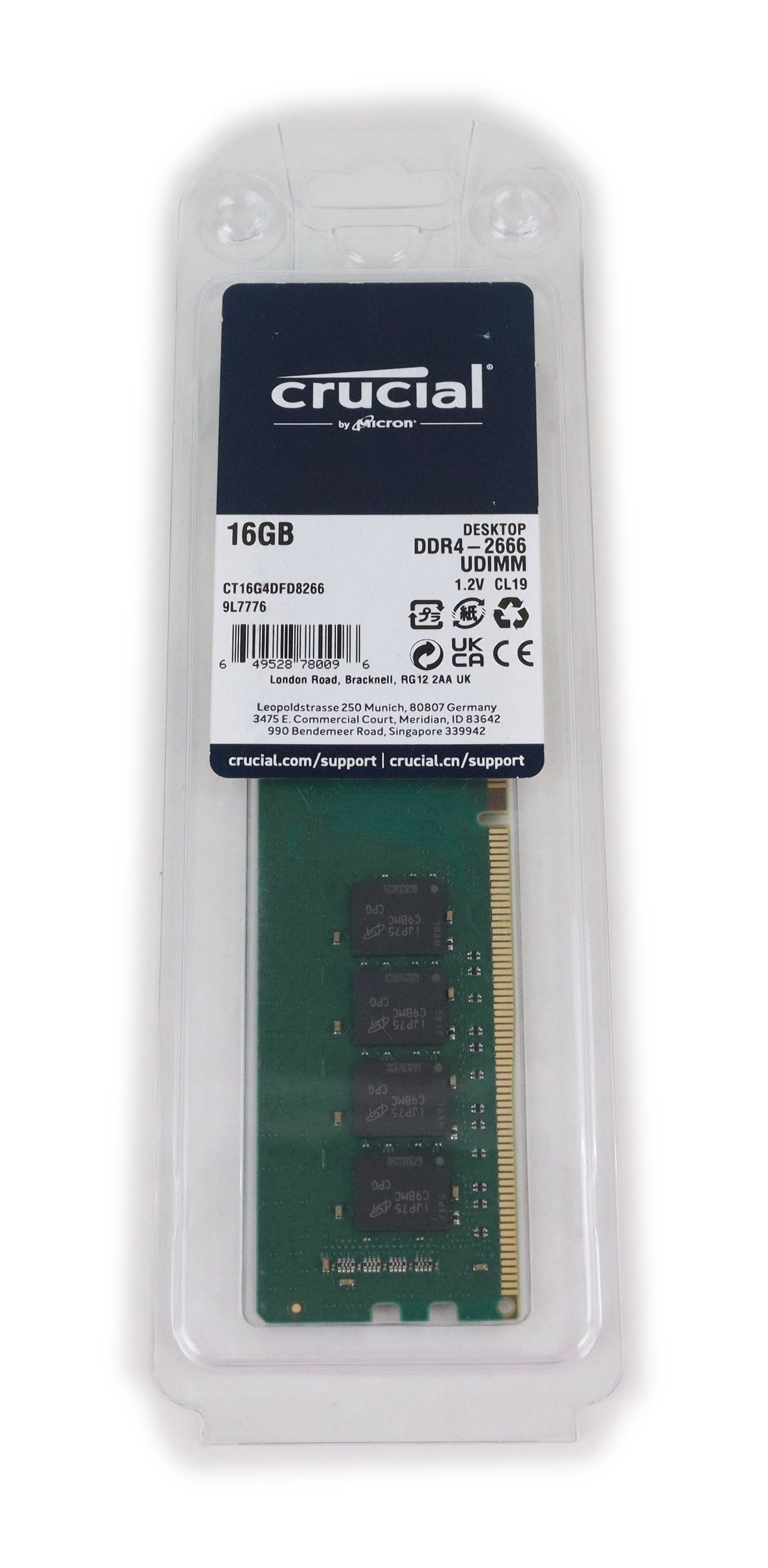 Crucial 16GB Kit (2 x 8GB) DDR4-2400 UDIMM - CT2K8G4DFS824A