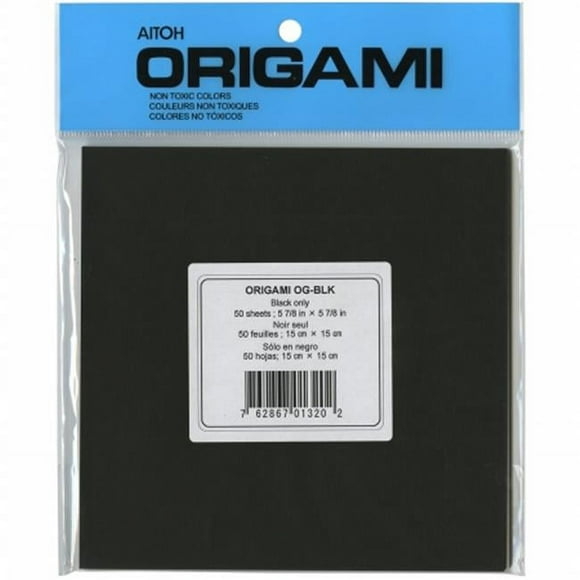 Aitoh Origami Paper 5.875"X5.875" 50/Pkg-Black OG-BLK
