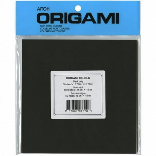 Aitoh OG-BLK Papier Origami 5.875&apos;&apos;X5.875&apos;&apos; 50/pkg-Noir