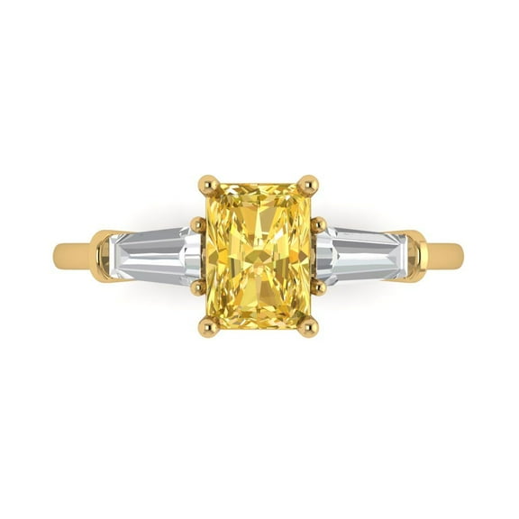 Three-Stone Engagement Ring for Women - 1.5ct Natural Citrine in 18K Yellow Gold Promise Ring