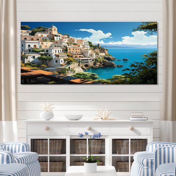 Designart "Coastal Dream Capri, Italy Landscape III" Oversized Landscapes Wall Art - Global Blue Landscape Italy Entryway Wall Art