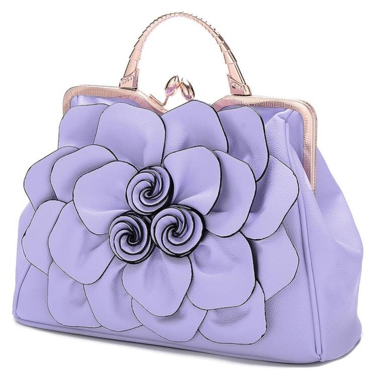LUOBANIU Women's Evening Clutches Handbags Formal Flower Wedding Purse Party Wristlets Totes Satchel Bags with Strap 9156 Purple