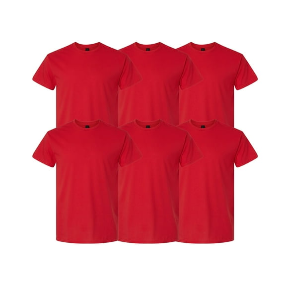 Gildan Men’s Light Cotton T-Shirt, Short Sleeve Crew Neck, Blank Modern Fit Tee, Red, S, 6 Pack
