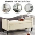 thumbnail image 6 of Lecut Storage Bench Velvet Fabric Upholstered Storage Ottoman Bench for Living Room Bedroom Entryway 48" Tufted Button Bench for End of Bed with Nailhead Bench with Arms Beige, 6 of 9
