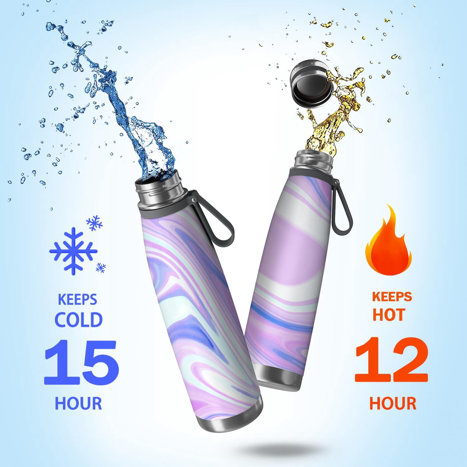 29oz Insulated Water Bottle with Tea Infuser, Stainless Steel Travel Mug, Liquid & Marble Print