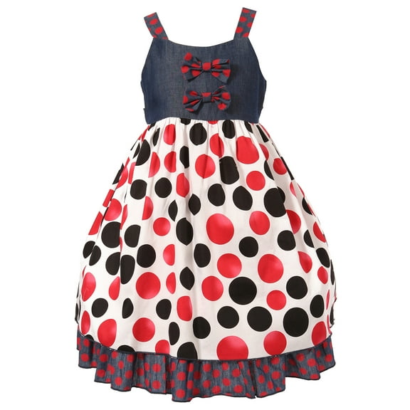 Richie House Little Girls Bold Red Black Polka Dotted Dress 3