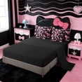 thumbnail image 3 of Erosebridal Pink Bows Girls 7-Piece Twin Bedding Sets,Letter R Monogrammed Bedding Comforter Set For Girls Kids,Reversible black, 3 of 7