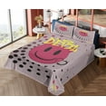 thumbnail image 4 of Ambesonne Emoji Fitted & Top Sheet Set with Shams, Modern Funny Evil Face Dots, Dried Rose Yellow Black, 4 of 5
