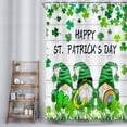 thumbnail image 3 of Happy St. Patrick's Day Shower Curtain, Green Clover Shamrock Leaf Irish Gnome Elf Design Decor with Hooks Set 72X72 Inches, 3 of 7