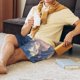 thumbnail image 5 of Balery Cloud Wolf Pantalones cortos de pijama de punto de algodón para hombre con cinturilla y bolsillos-Small, 5 of 6