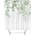 thumbnail image 4 of Lime Light Green Eucalyptus Shower Curtain Sets, Watercolor Leaves on The Top Plant with Floral Bathroom Decoration 72x84 Inch with Hooks, 4 of 6