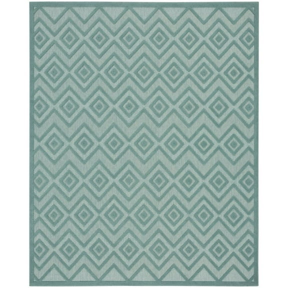 7' X 10' Aqua Geometric Flatweave Area Rug