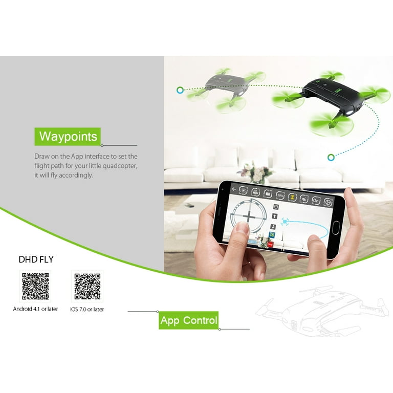 DHD D5 Mini Foldable RC Pocket Quadcopter BNF WiFi FPV 0.3MP