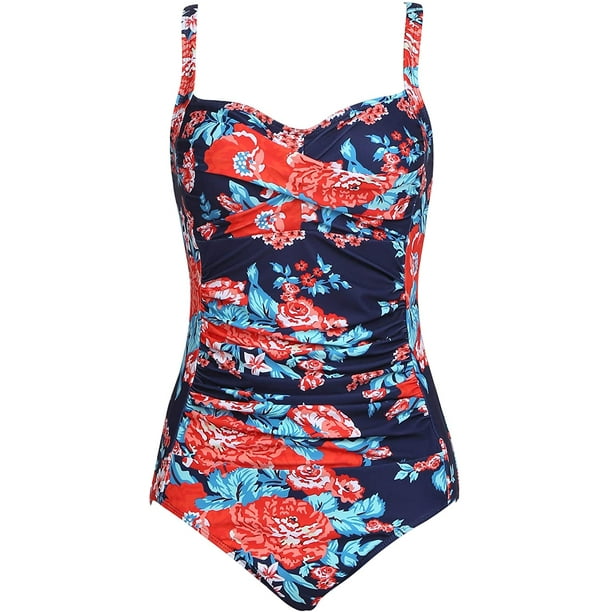 Womens One Piece Swimsuits Ruched Tummy Control Bathing Suits 