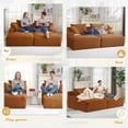 thumbnail image 5 of AENKYO Compressible Double Chaise Lounge Sectional Couch - Fluffy Upholstered 2-Seater Loveseat for Living Room, Bedroom, No Assembly Required, Orange, 5 of 9