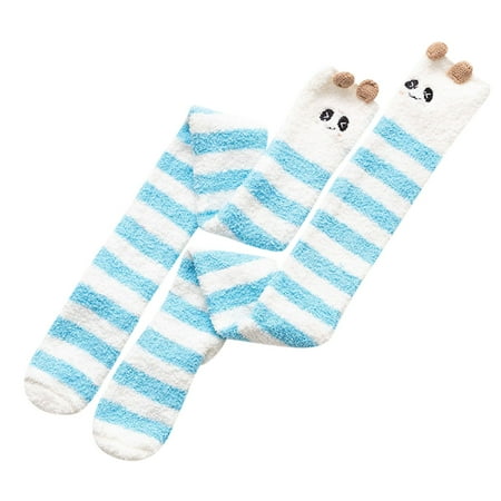 

Socks for Women Women Warm Coral Socks Over The Knee Thicken Sleeping Towel Striped Socks Compression Socks for Women