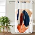 thumbnail image 3 of Navy Blue Burnt Orange No Hook Shower Curtain Waterproof,Bathroom Curtains with Snap in Liners and See Through Top Window,Abstract Contemporary Geometric Hotel Style Bathtub Curtains Shower 54"Wx78"L, 3 of 8